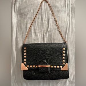 Black Leather Purse with Rose Gold Accents